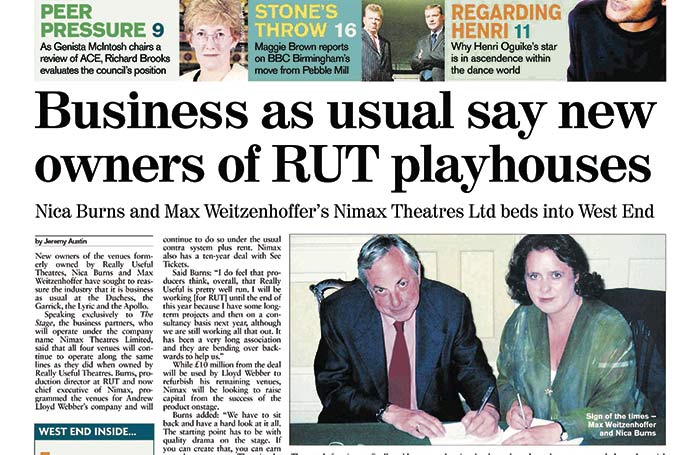 Birth of Nimax in West End &ndash; 20 years ago in The Stage